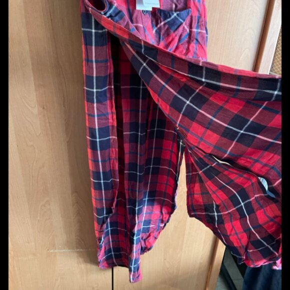 NWT NEW Rails Red Button Up Plaid Long Sleeveless Shirt Dress w/ slits LARGE - Picture 4 of 10